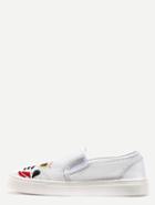 Shein White Embroidery Hollow Mesh Flats