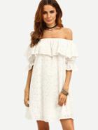 Shein Fill Off Shoulder Crinkle Swing Dress