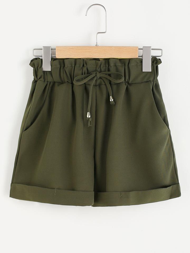 Shein Elastic Drawstring Waist Cuffed Shorts