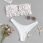 Shein Cherry Print Ruffle Bikini Set