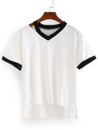 Shein Contrast Trim High-low T-shirt