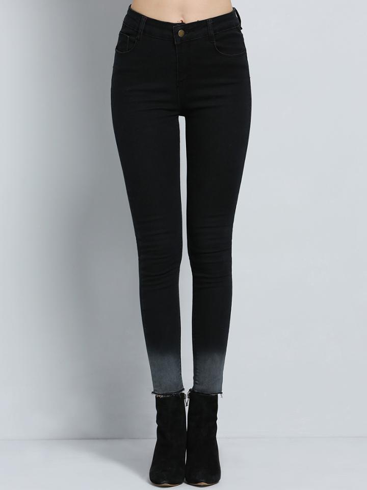 Shein Black Skinny Ombre Denim Pant