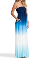 Shein Blue Ombre Strapless Casual Maxi Dress