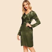 Shein 80s Crisscross Knot Back Solid Dress