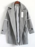 Shein Grey Lapel Double Breasted Woolen Coat