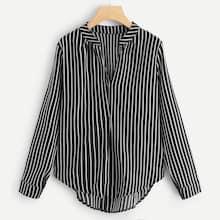 Shein Curved Hem Striped Blouse