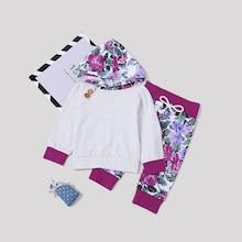 Shein Toddler Girls Floral Hoodie & Drawstring Pants