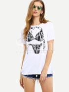 Shein White Short Sleeve Bikini Print T-shirt