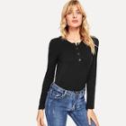 Shein Single-breasted Solid Tee