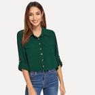 Shein Pocket Decoration Single Breasted Blouse