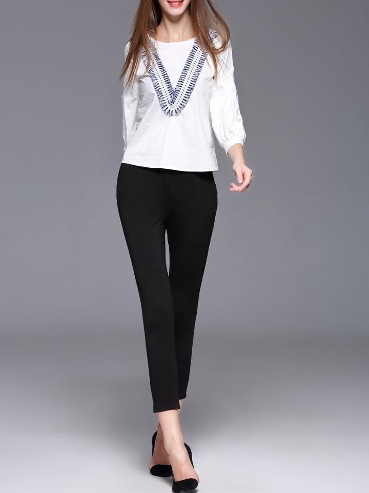 Shein White Pleated Top With Pockets Pants