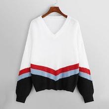 Shein Color Block Chevron Stripe Sweater