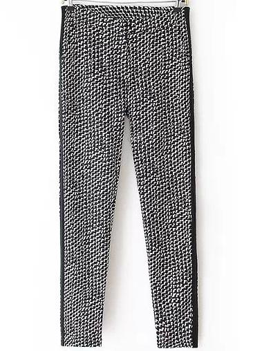 Shein Black Pockets Geometric Print Pant
