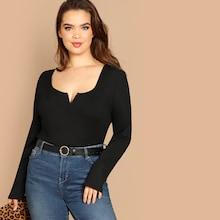 Shein Plus Slim Fitted Ribbed Knit Tee