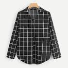 Shein V-placket Grid Top