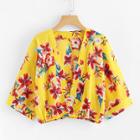 Shein Floral Print Kimono Sleeve Blouse