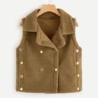 Shein Solid Button Teddy Vest