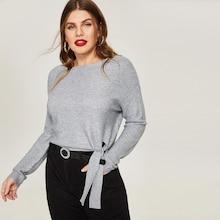 Shein Plus Drop Shoulder Knot Hem Jumper