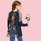 Shein Girls Botanical Embroidered Mesh Tee