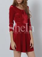 Shein Red Round Neck A Line Dress