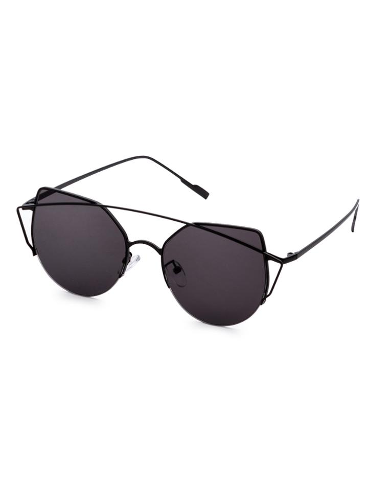 Shein Black Frame Double Bridge Cat Eye Sunglasses