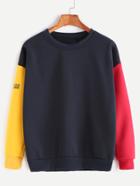 Shein Contrast Drop Shoulder Sleeve Print Sweatshirt