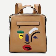 Shein Patch Panel Square Pu Backpack