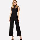 Shein Lace Applique Dot Mesh Bodice Jumpsuit