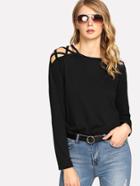 Shein Crisscross Open Shoulder T-shirt