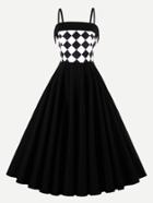 Shein Contrast Checkered Circle Dress