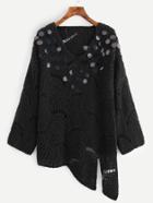 Shein Sequin Loose Knit Asymmetrical Jumper