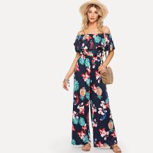 Shein Off Shoulder Pineapple Print Jumpsuit