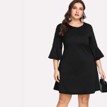 Shein Plus Flounce Sleeve Solid Dress