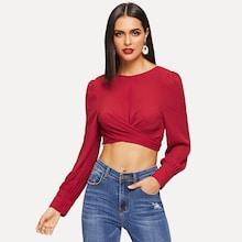 Shein Wrap Crop Solid Top