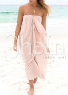 Shein Pink Strapless Ruched Maxi Dress