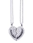 Shein Mother And Daughter White Diamond Heart Pendant Necklace