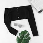 Shein Off Shoulder Button Decoration Tee