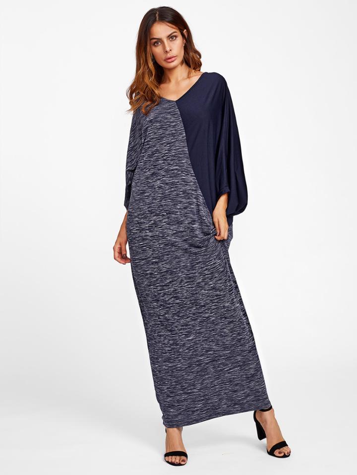 Shein Cut And Sew Space Dye Dolman Sleeve Dress