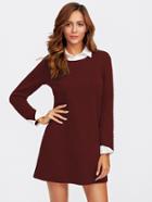 Shein Contrast Collar And Cuff Textured 2 In 2 Dress