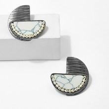Shein Marble Pattern Half Round Stud Earring