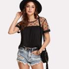 Shein Dotted Mesh Panel Tee