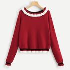 Shein Raglan Sleeve Frilled Trim Sweater