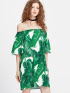 Shein Bardot Leaf Print Dress