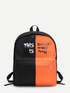 Shein Two Tone Pocket Front Canvas Backpack