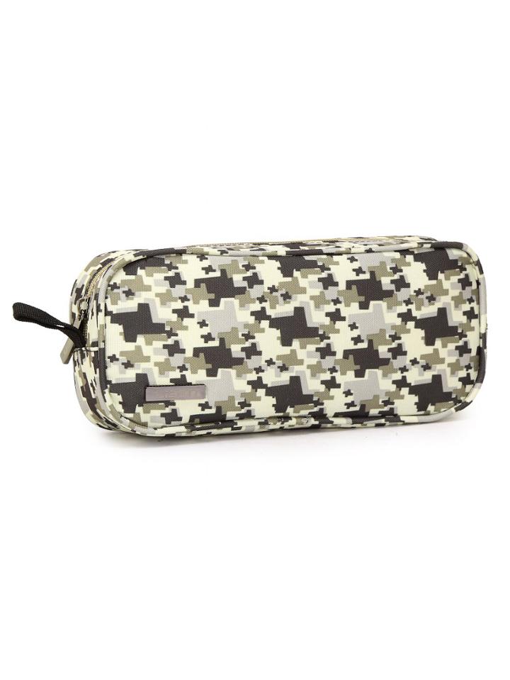 Shein Geometric Camouflage Print Makeup Bag - Grey