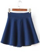 Shein Blue High Waist Flare Denim Skirt