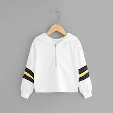 Shein Girls Zip Half Placket Hoodie