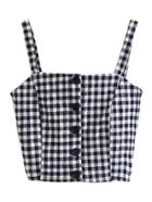Shein Single Breasted Checkered Cami Top