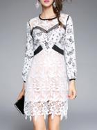 Shein White Crochet Hollow Out Print Dress