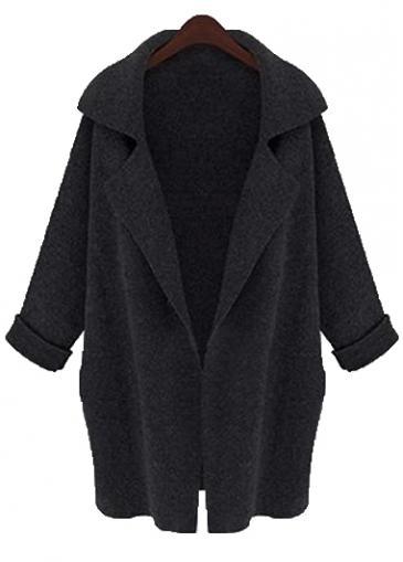 Rosewe Chic Black Long Sleeve Turndown Collar Woman Sweaters